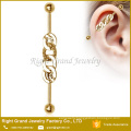 Titanium Plated Surgical Steel Rope Chain Industrial Barbell Earring